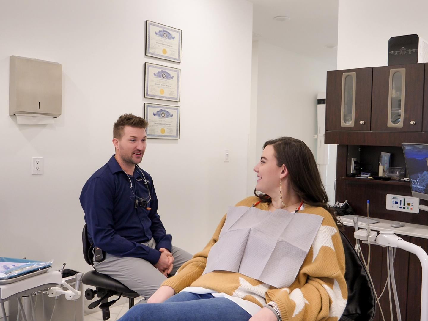 Dr. Bigelow with a Patient